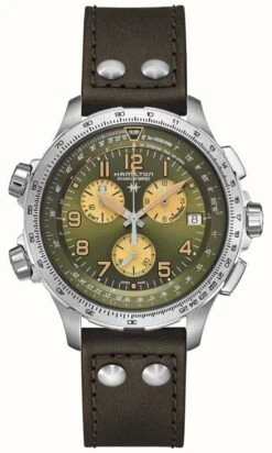 Hamilton Khaki Aviation | X-Wind GMT Chronograph | Quartz | Green Dial