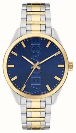 Versace V-VERTICAL | Blue Dial | Two Tone Steel Bracelet