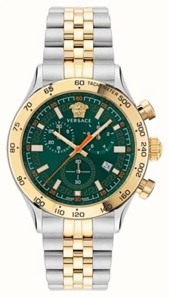 Versace HELLENYIUM CHRONO | Green Dial | Two Tone Bracelet