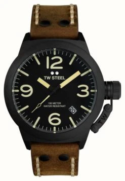 TW Steel Men's Canteen | Black Dial | Brown Leather Strap