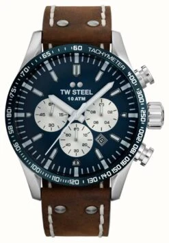 TW Steel Volante | Blue Chronograph Dial | Brown Leather Strap