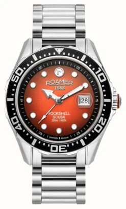 Roamer Rockshell Scuba | Orange Dial | Stainless Steel Bracelet