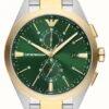 Emporio Armani Men's | Green Chronograph Dial | Two-Tone Stainless Steel Bracelet -Festinest Zone product111540 2841 cropped.jpg.thumb FFFCFA 577x1000