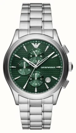 Emporio Armani Men's | Green Chronograph Dial | Stainless Steel Bracelet