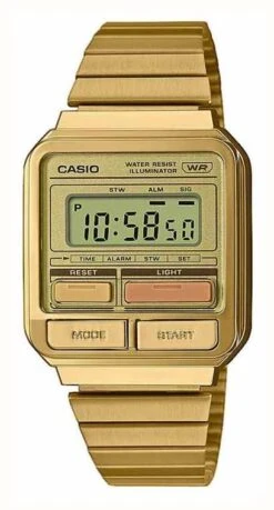 Casio Vintage Retro Digital Dial / Gold PVD Stainless Steel Bracelet