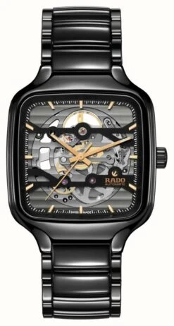 RADO True Square Skeleton | Automatic | Black Ceramic Bracelet
