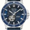 Bulova Men's Marine Star Automatic | Blue Dial | Blue Leather Strap