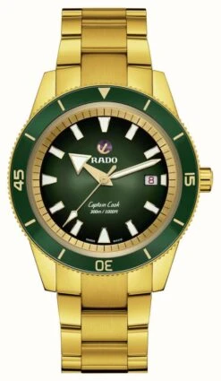 RADO Captain Cook Automatic (42mm) Green Dial / Gold PVD Stainless Steel Bracelet