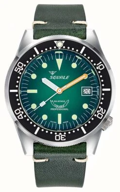Squale 1521 Green Ray (42mm) Green Dial / Green Leather Strap
