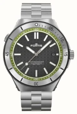 FORTIS Marinemaster M-44 Chronometer Woodpecker Green (44mm) Stainless Steel Block Bracelet