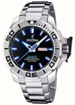 Festina Men's Diver (46.3mm) Black Dial / Stainless Steel Bracelet