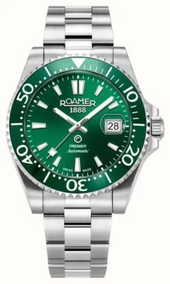 Roamer Premier Automatic (42mm) Green Dial / Stainless Steel Bracelet