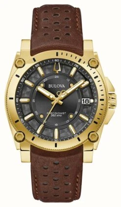 Bulova Men's Icon (40mm) Black Dial / Brown Leather Strap