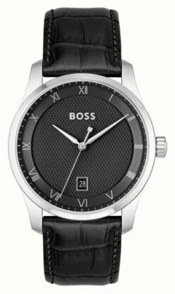 BOSS Principle (41mm) Black Dial / Black Leather Strap