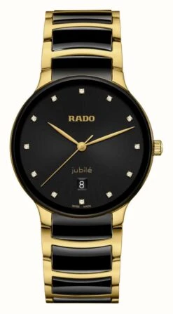 RADO Centrix Diamond (39.5mm) Black Dial / Black High-Tech Ceramic & Gold PVD Stainless Steel