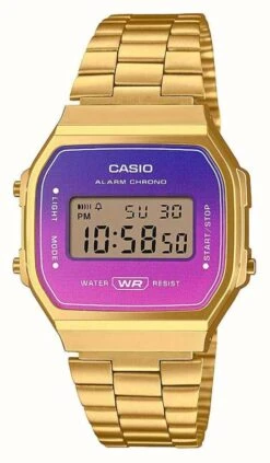 Casio Retro Digital Quartz (38.6mm) Gradated Hue Dial / Gold PVD