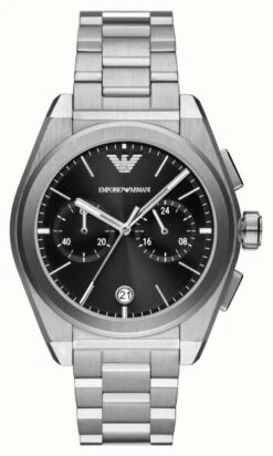 Emporio Armani Men's (43mm) Black Chronograph Dial / Stainless Steel Bracelet