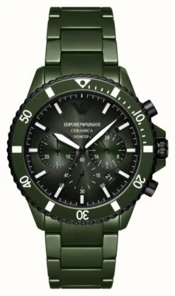 Emporio Armani Men's (43mm) Green Chronograph Dial / Green Ceramic Bracelet