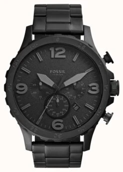 Fossil Men's Nate | Black Chronograph Dial | Black Stainless Steel Bracelet