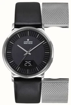 Junghans Men's Milano Mega Solar Black Leather / Milanese Set