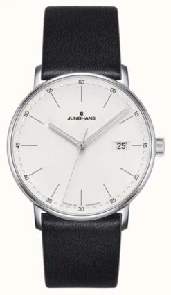 Junghans FORM Quartz Black Leather Watch