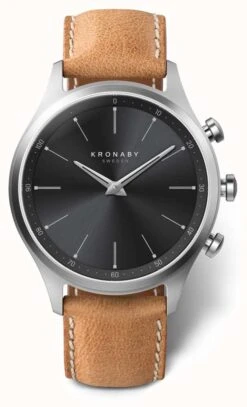 Kronaby 41mm SEKEL Black Dial Brown Leather Strap A1000-3123