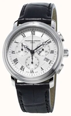 Frederique Constant Men's Classics Chronograph Black Leather Strap
