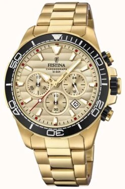 Festina Men's Gold Stainless Steel Chronograph Gold Dial