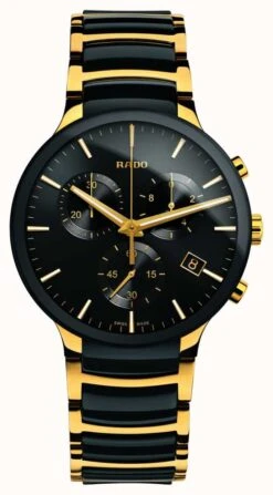 RADO Centrix Chronograph XL Gold Tone High-Tech Ceramic