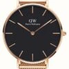Daniel Wellington | Petite Melrose 36 | Rose Gold Mesh | Black Dial | -Festinest Zone product57266 1984 cropped.jpg.thumb FFFCFA 574x1000