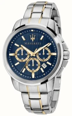Maserati Successo | Men's Two-Tone Bracelet | Blue Dial