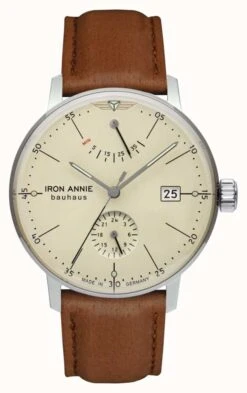 Iron Annie Bauhaus | Automatic | Light Brown Leather Strap | Beige Dial