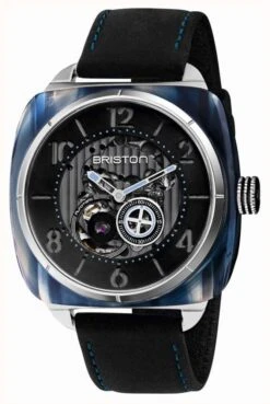 Briston Streamliner Skeleton Auto | Blue Acetate | Black Leather