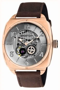 Briston Streamliner Skeleton Auto | Rose Gold IP | Brown Leather