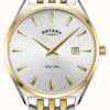 Rotary Men's Ultra Slim | Two-Tone Steel Bracelet | Silver Dial -Festinest Zone product60379 7836 cropped.jpg.thumb FFFCFA 596x1000