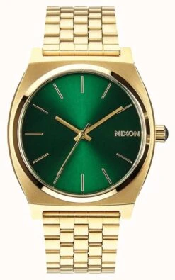 Nixon Time Teller | Gold / Green Sunray | Gold IP Steel Bracelet | Green Dial