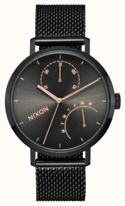 Nixon Clutch | Black / Gunmetal | Black IP Steel Mesh | Black Dial