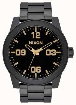 Nixon Corporal SS | Matte Black / Gold | Black IP Steel Bracelet | Black Dial