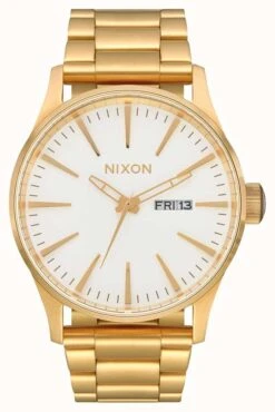 Nixon Sentry SS | Gold / White | Gold IP Steel Bracelet | White Dial
