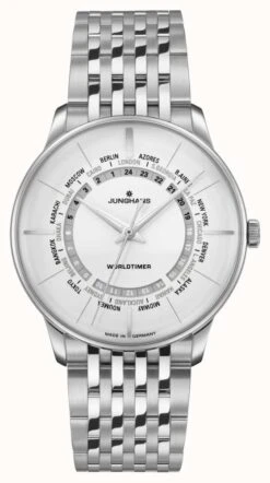 Junghans Meister Worldtimer Sapphire Crystal | Stainless Steel Bracelet | Silver Dial