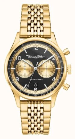 Thomas Sabo | Rebel At Heart | Men's | Gold Tone Bracelet | Black Dial |