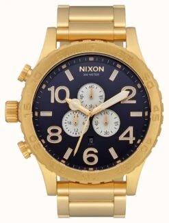 Nixon 51-30 Chrono | All Gold / Indigo | Gold IP Bracelet | Indigo Dial