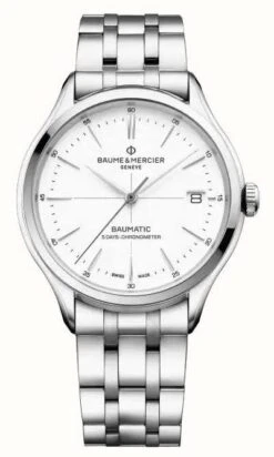 Baume & Mercier Men's | Clifton Baumatic | White Dial | Stainless Steel