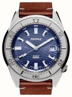 Squale 1521 ONDA LEATHER | Automatic | Blue Dial | Brown Leather Strap