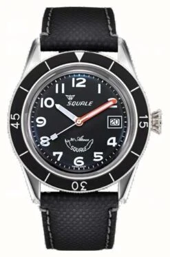 Squale SUB-39 | Black Arabic | Black Dial | Black Leather Strap