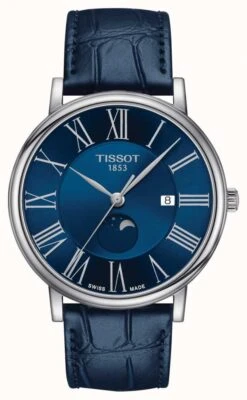 Tissot Men's Carson Moon Phase | Blue Dial | Blue Leather Strap