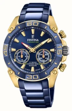 Festina Chrono Bike 2021 Connected Special Edition Hybrid Blue And Yellow Gold