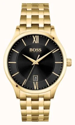 BOSS | Elite Business | Gold Bracelet | Black Date Dial |