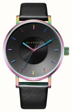 Klasse14 Volare Rainbow 42mm Black Leather Strap