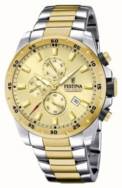 Festina Men's Chronograph | Gold Dial | Two Tone Bracelet